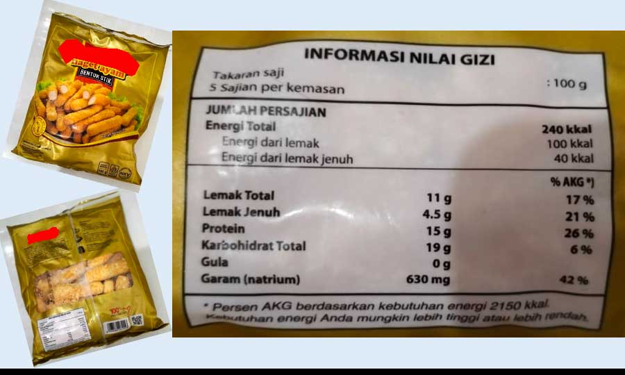 Informasi Nilai Gizi Produk Olahan Makanan Nugget