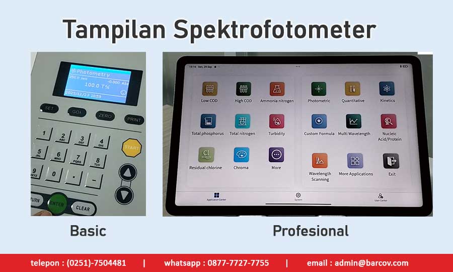 Jual Spektrofotometer UV Vis Basic dan Profesional Tampilan Spektrofotometer UV Vis Basic dan Profesional