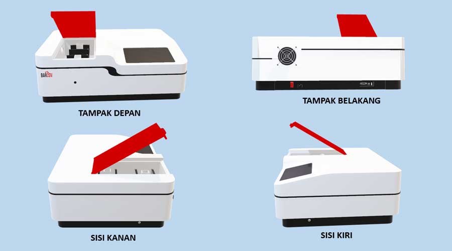 Gambar Spektrofotometer Double Beam Depan, Belakang, Kanan, Kiri